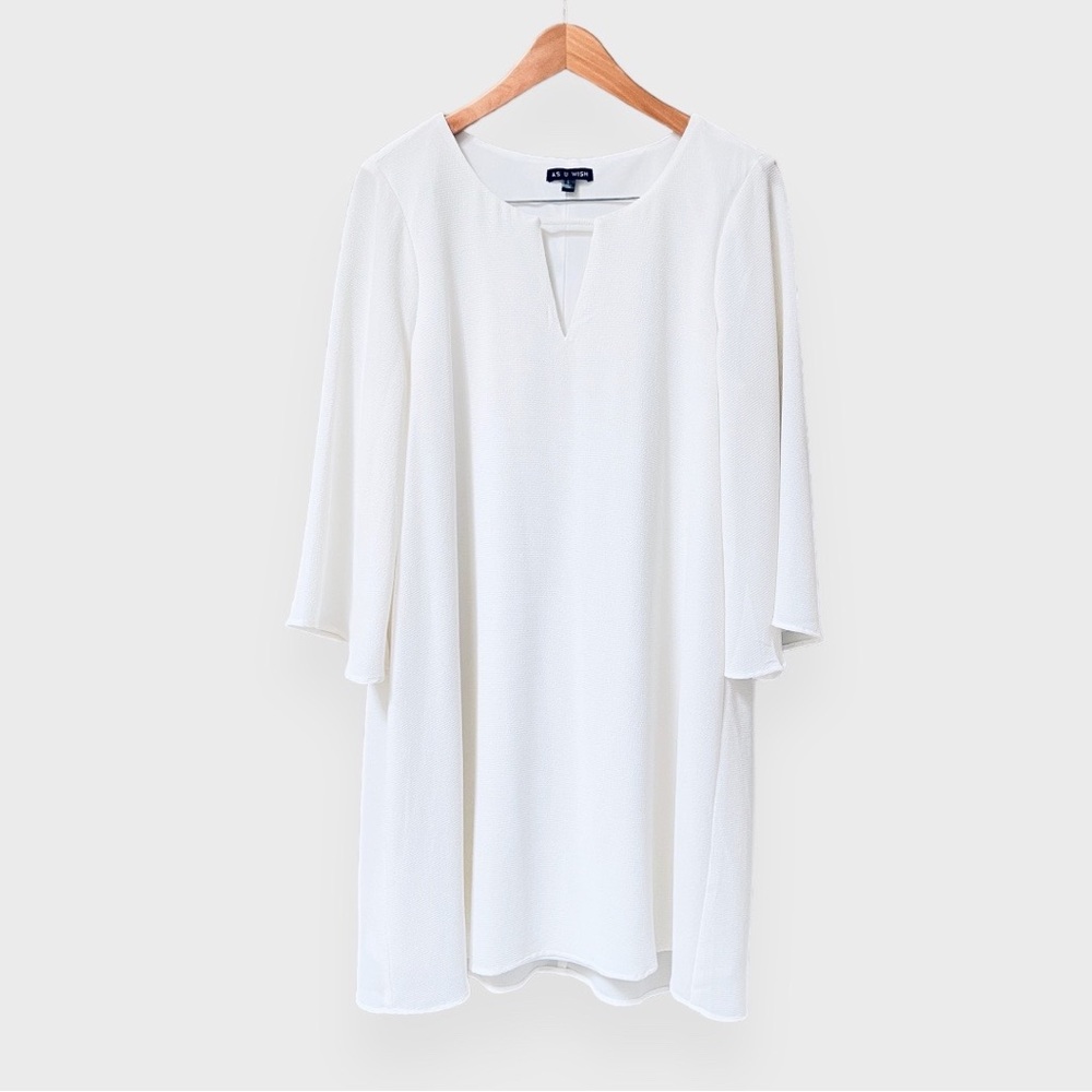 As U Wish Dress | Size Large | Off White | Lined | Bell Sleeves | $30